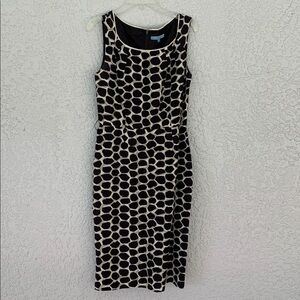 ANTONIO MELANI Black and Cream Geometric Dress